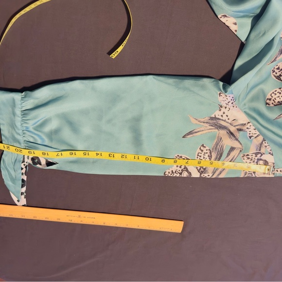 NWT Chico's Size 1 USA 8/10 Satin Silk Robe Dressing gown Duster Kimono Green Wh - Picture 10 of 16